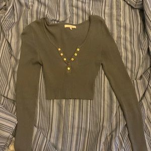 This crop top I got from fashion Q . It is like a smoky greyish blue color.